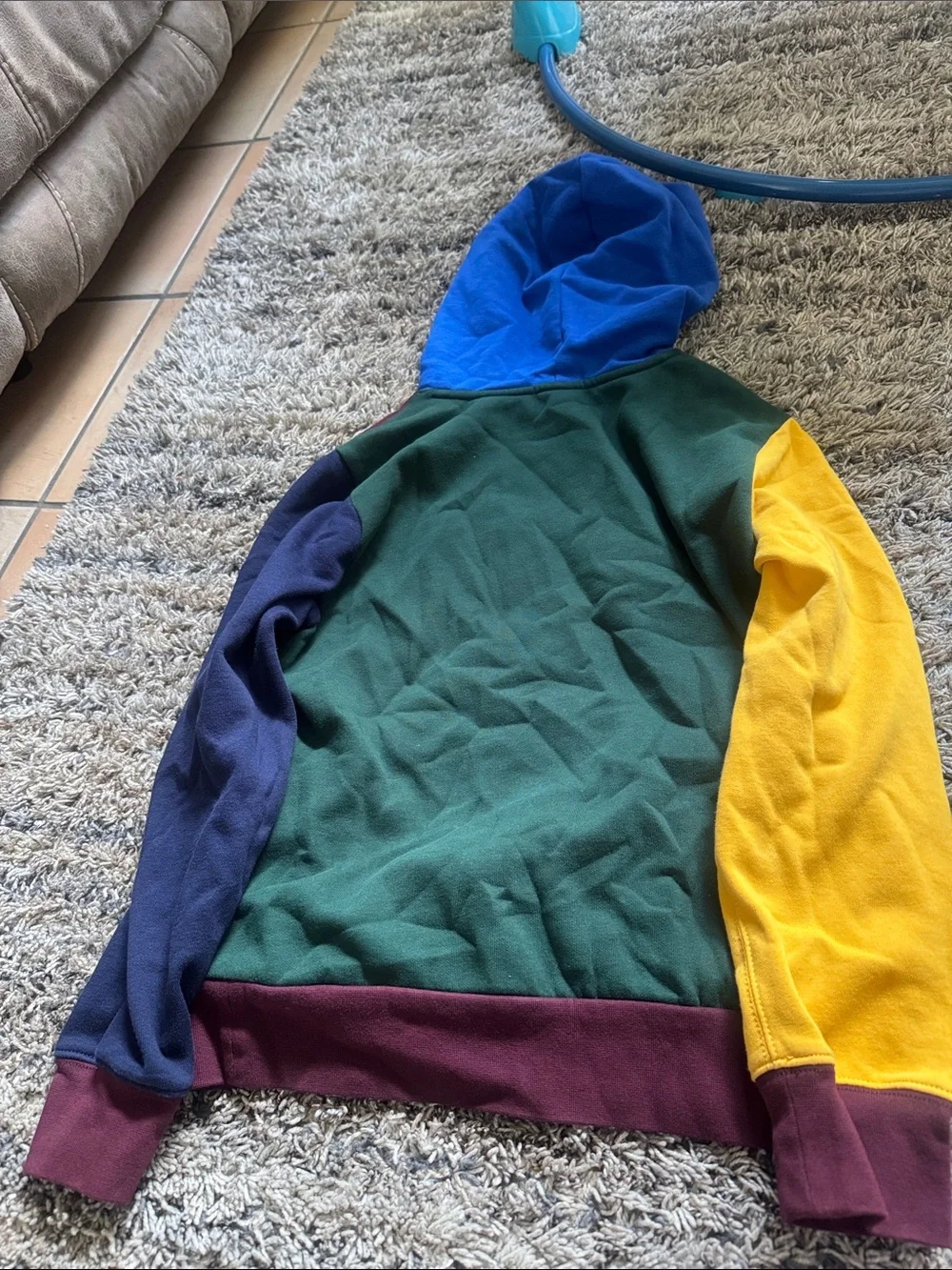Ralph Lauren Colorblock Polo Bear Crewneck Hoodie - Burgundy, Blue, Yellow